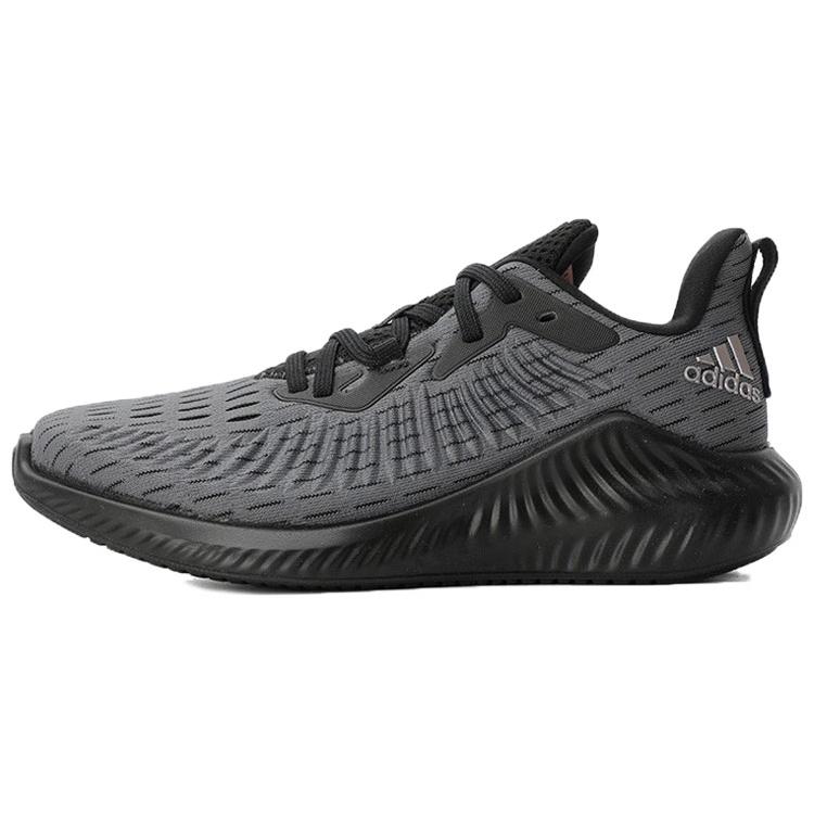 New Adidas AlphaBounce +J Slip Resistant Low Top Running Shoes Gray Black Teenagers EF0944