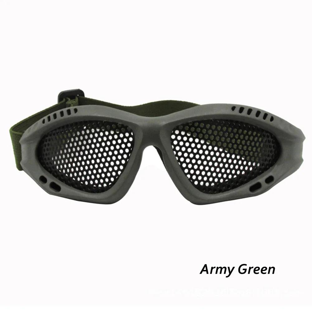 Lunettes de sécurité Airsoft Confortables Protection des Yeux Extérieure Anti-buée Avec Grille Métallique/Lentille PC Pour Paintball Chasse vert