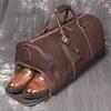 Borsa da Fitness Portatile da Uomo in Vera Pelle, Borsa a Spalla/Tracolla in Pelle di Mucca, Borsa da Viaggio d'Affari con Scomparto per Scarpe