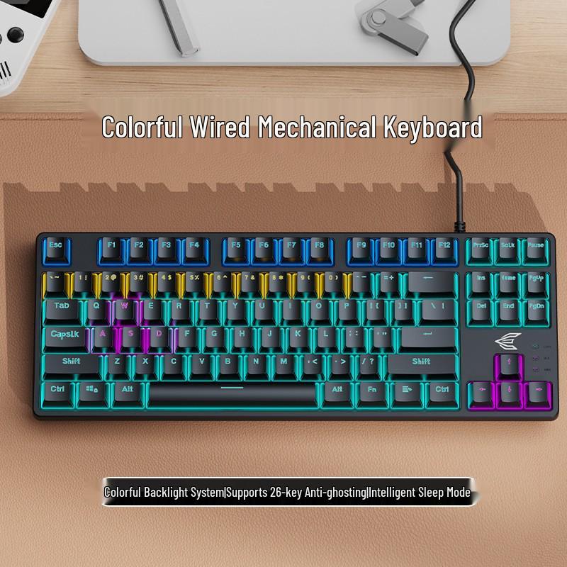 

Проводная USB механическая клавиатура AOC GK410 с RGB-подсветкой и черными переключателями для гейминга