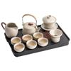 High-End Ru Kiln Ceramic Kung Fu Tea Set - Luxury Gaiwan Teapot, Tray, and Cups for Home.
