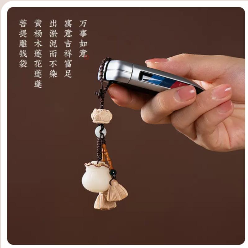 Recommended Boxwood Lotus Seed Bodhi Fortune Bag Car Keychain Mobile Phone Lanyard Short Vintage Pendant Ornament