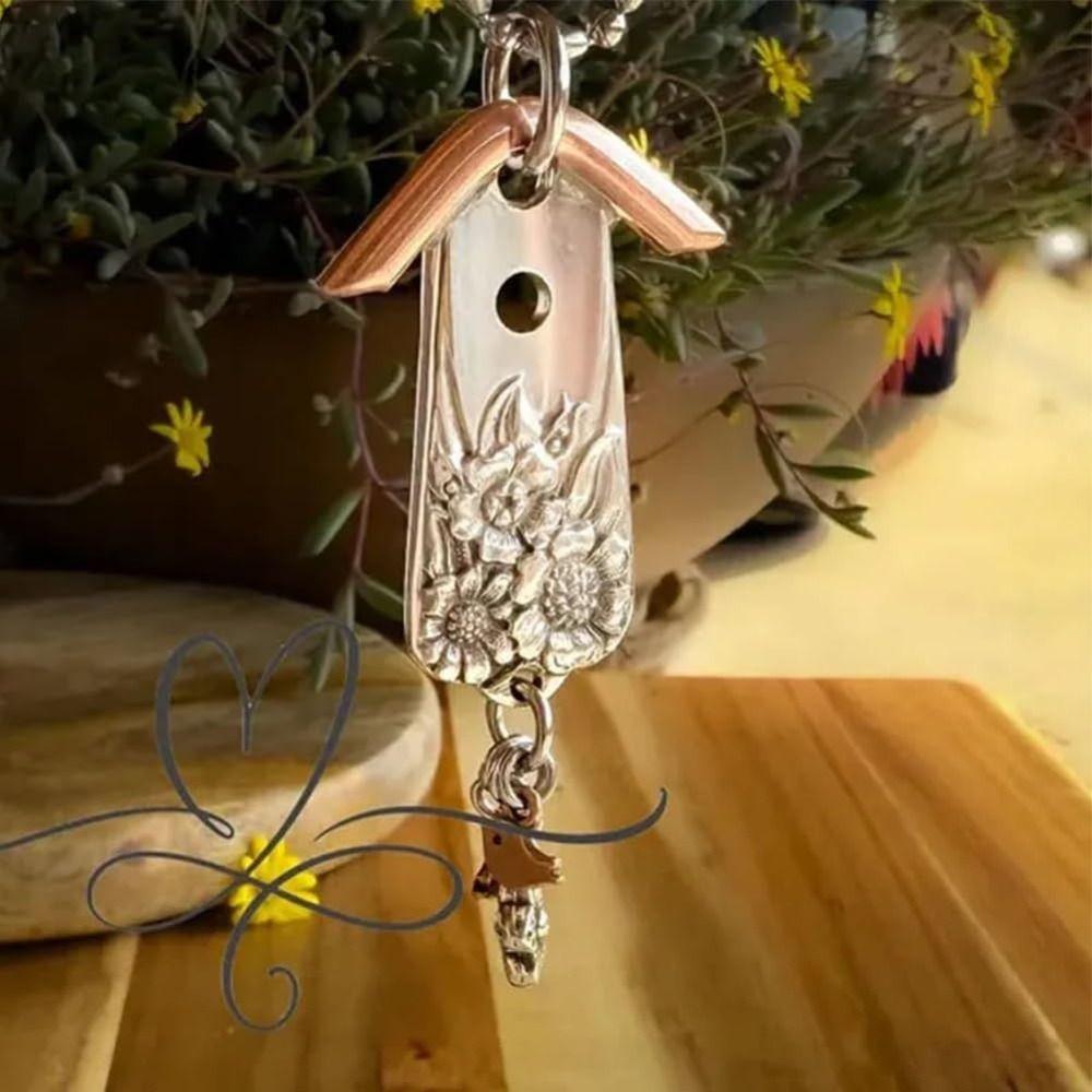 Handmade Birdhouse Necklace Vintage Charm Necklace 3D Birdhouse Pendant  Jewelry Accessories