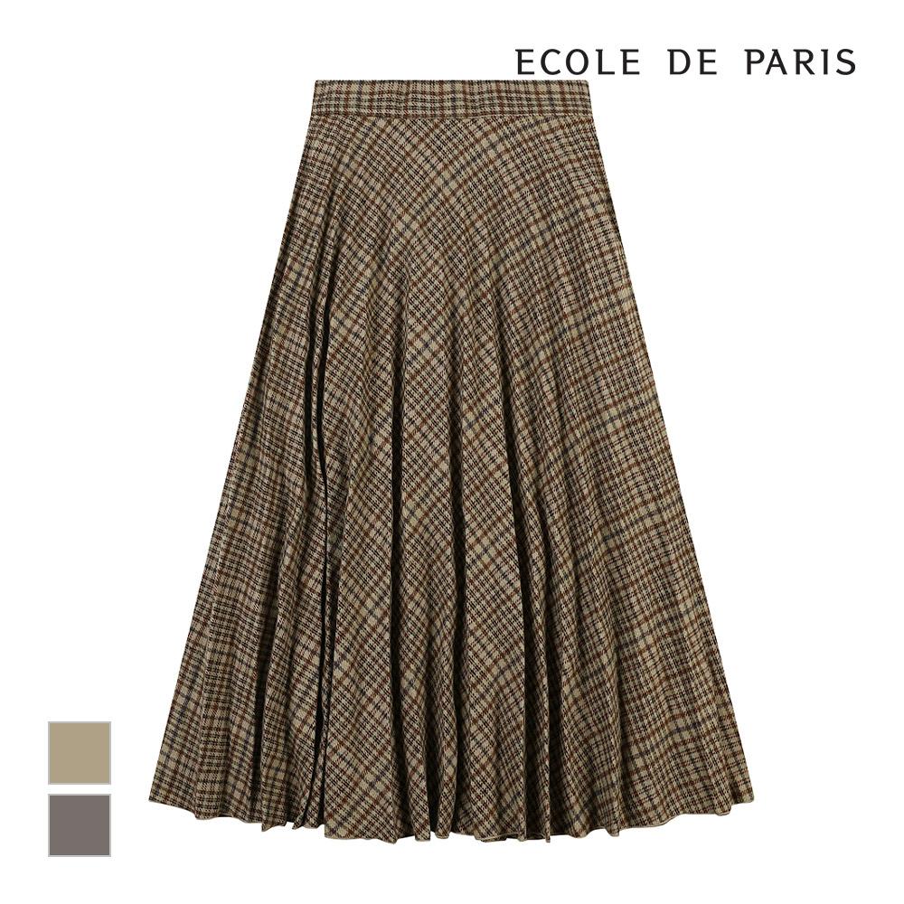 ECOLEDEPARIS Check Pleated Long Skirt_Zb2Zwsb060Z