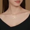 Chanel 24P Spring Summer Collection Solid Color Double C Pendant Necklace Women Necklace Gold ABD105-B16157-NW375