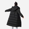 Li Ning Comfortable Casual Simple Hooded Zipper Loose Cold-Resistant Warm Outdoor Long Down Jacket Women Outerwear Black AYMU090-2