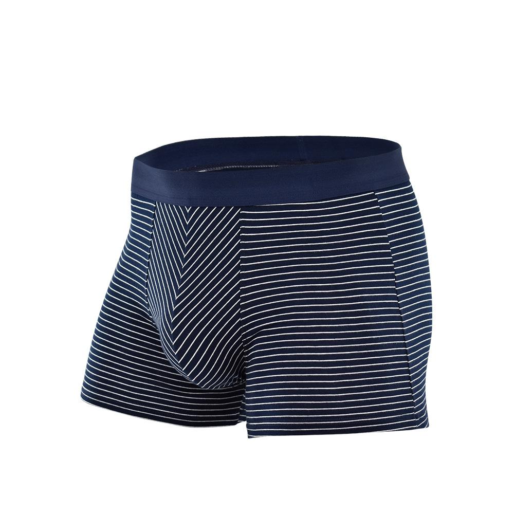 Men's Underwear Mid Waist Anti Wear Leg Elastic Cotton Sports Striped Flat Corner Panties Men Slim Underpants