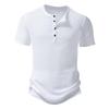 Sommar Herr Kortärmad T-shirt Enfärgad Henley Collar Casual T-shirts Herr Andningsbar T-shirt