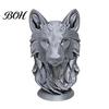 Wolfskopf-Statue mit rundem Sockel 3D-gedruckte Figur, Realistischer Dekor-Sockel, Wildtier-Skulptur für Zuhause Büro Bücherregal Kunstwerk