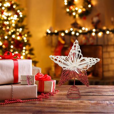 Weihnachtsstern Baumspitze 9,8 Zoll Pentagramm Baumdeko mit Licht Weihnachtlich Festlich Sport Ornament für Außen Innen Winter