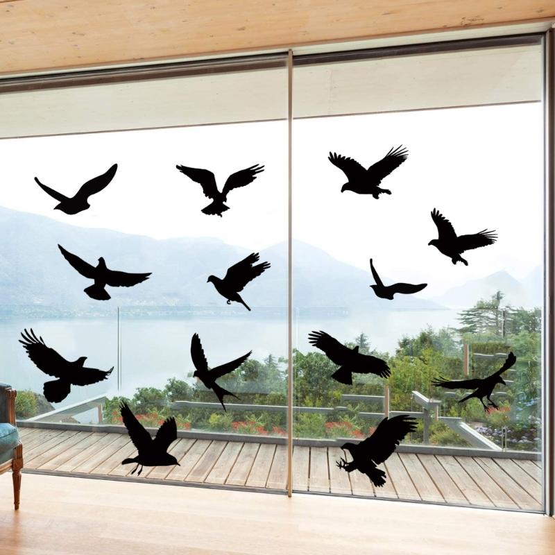 9pcs Anti-collision Bird Glass for Windows Sticker Static Electricity Removable for Windows Grille Warnings Wall Sticker