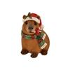Christmas Desk and Mantels Capybaras Figurine Resin Holiday Animal Decors with Santa Hat Design and Carved Furs Texture for Shelf Display