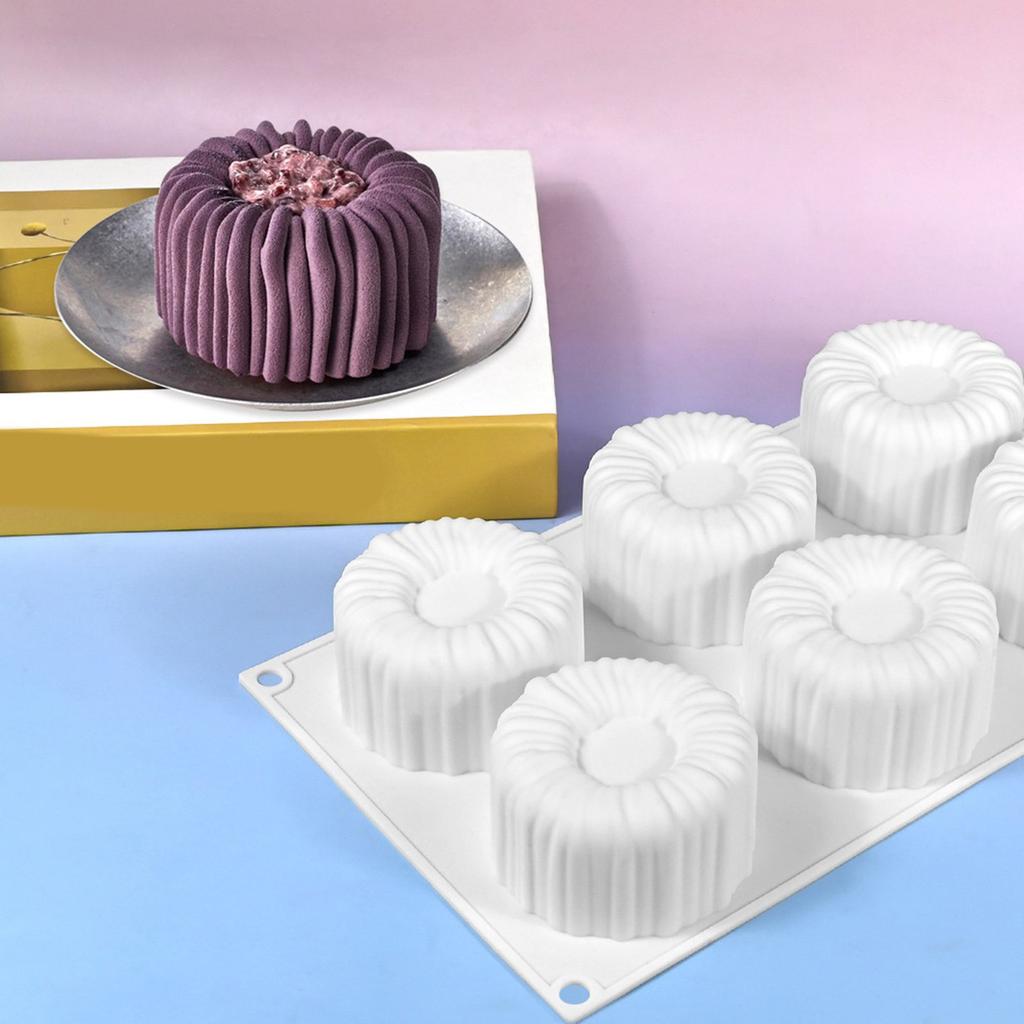 Silikonformsett for Baking Sjokolade Multifunksjonelt 6-hulrom Silikon Moussekakeformer For Uanstrengt Baking Og Godbiter