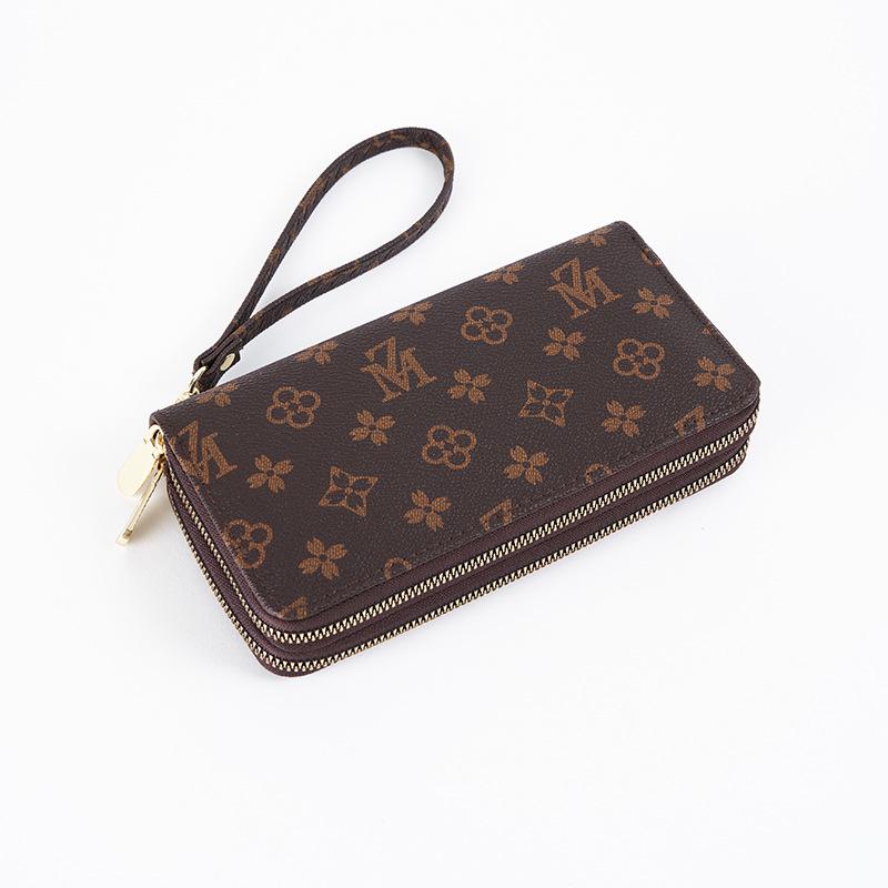 Women's 2023 Large Capacity Double Zipper Clutch Wallet with Letter Print