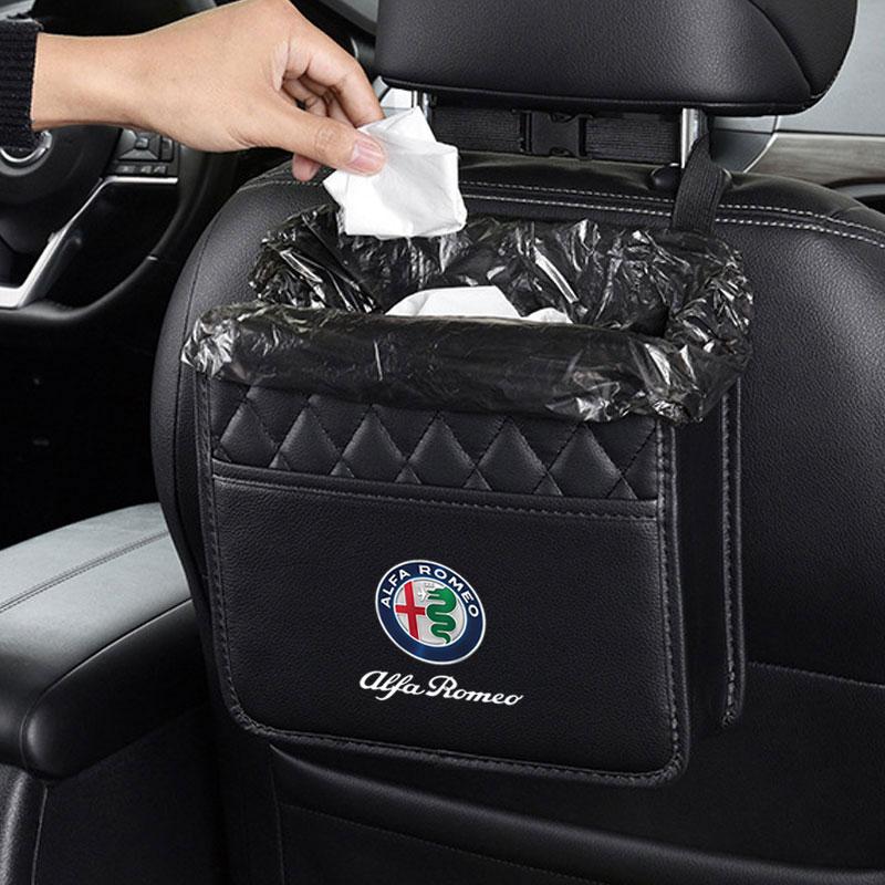 Qctfz6 Car Multifunctional Storage Bag Seat Hanging Garbage Bag For Alfa Romeo Giulia Stelvio Giulietta 159 147 156 166 Accessories