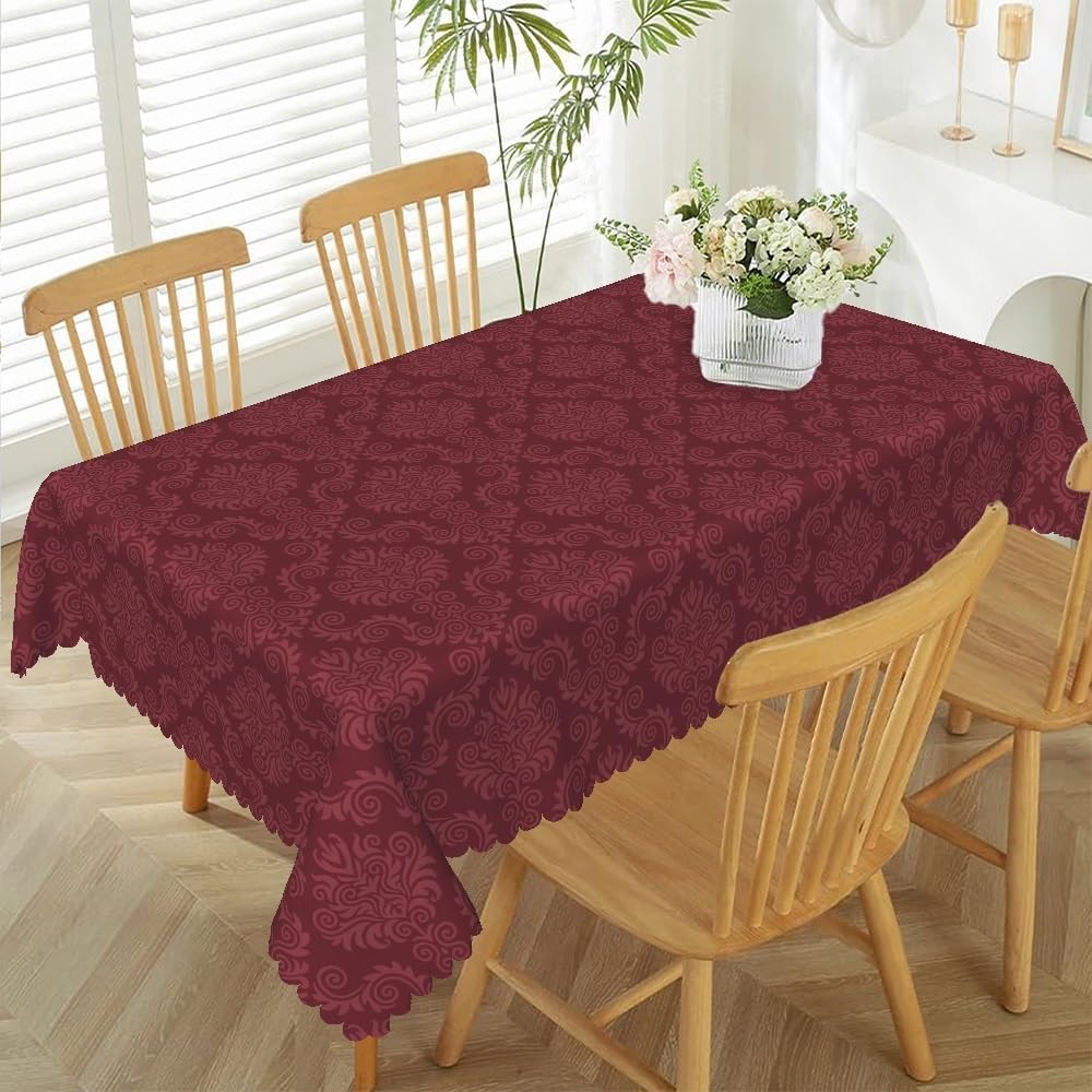 Jmg Household Supplies Unisex Luxury Damask Fabric Rectangle Tablecloth For Table Decor Reusable Farmhouse Kitchen Dining Tablecloth Holiday Party Decorations