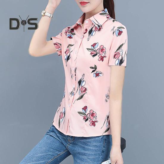 Damen-Shirt mit Blumen- und Karomuster, regulärer Stil, Knopfleiste, lässiges Hemd, Oberteile, Freizeit, Party, Alltag