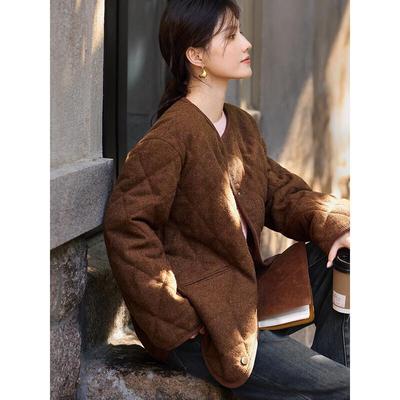 XWI Women's Retro Wool Blend Padded Tweed Coat