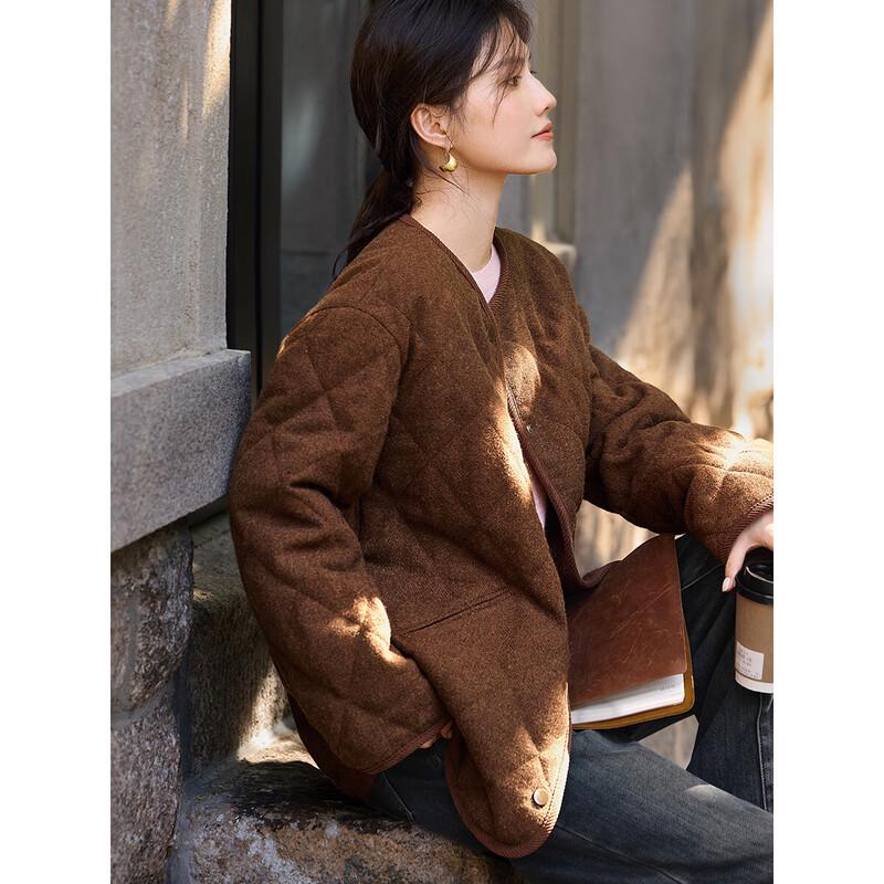 XWI Women s Retro Wool Blend Padded Tweed Coat S