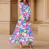 Women's Three-quarter Sleeves Fashionable Floral Print Loose Casual Comfortable Dress