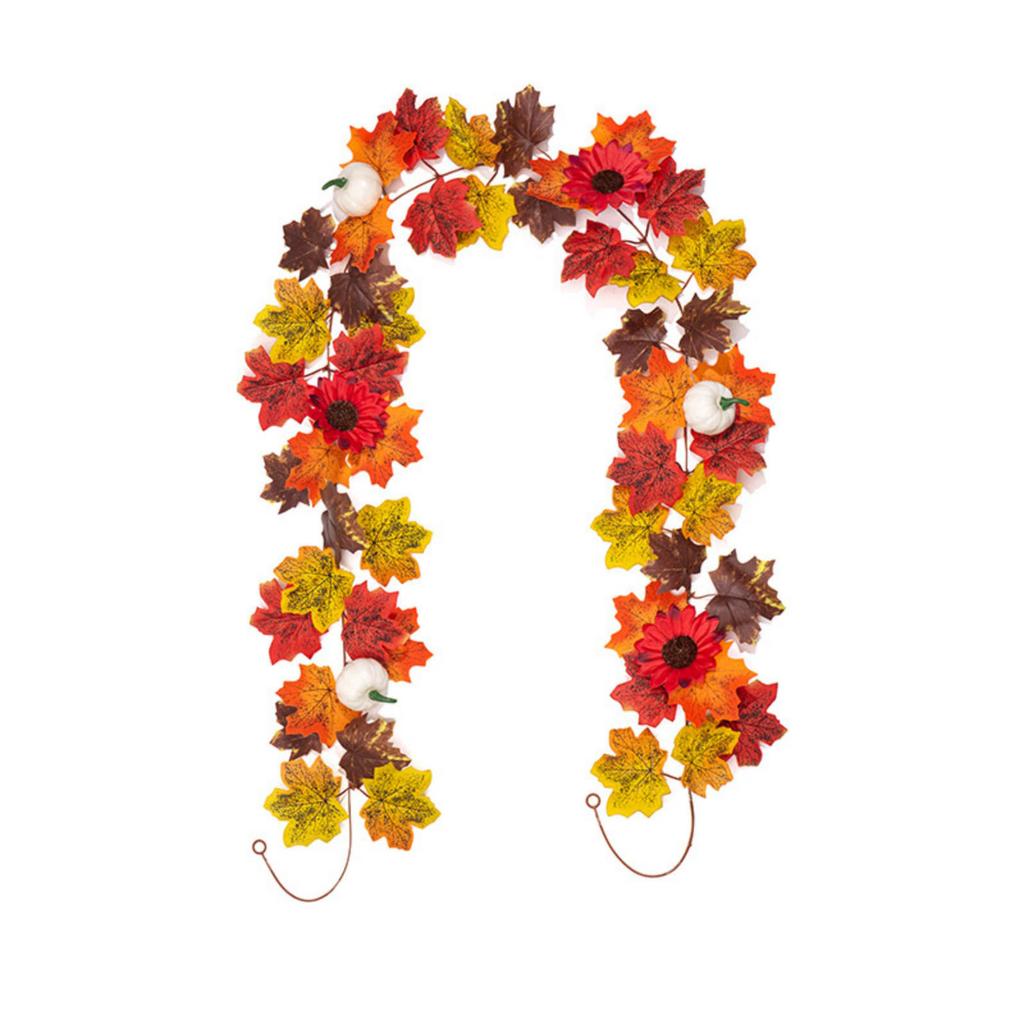 Artificial Maple Leaf Garland 175cm Realistic Decorative Vine for Halloween Autumn Party Home Indoor Outdoor Display