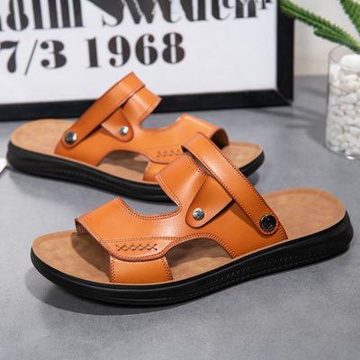 Leisure Walk Mens Beach Sandals Non-slip Open Toe Mens Slippers Classic Two Uses Male Half Drag Thick-soled Summer Outdoor Shoes