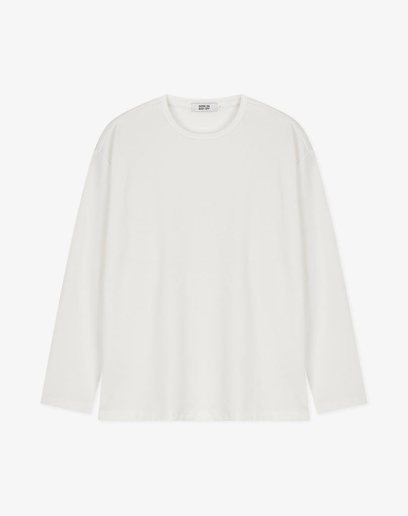 WORK ON BODY OFF Rested Semi-Overfit Round Neck Knit [White]