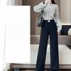Ankola Red Wide-Leg Pants for Women, Draped New Style, High-Waisted Slim Fit, Fleece-Lined Straight Wide-Leg Pants for Autumn and Winter
