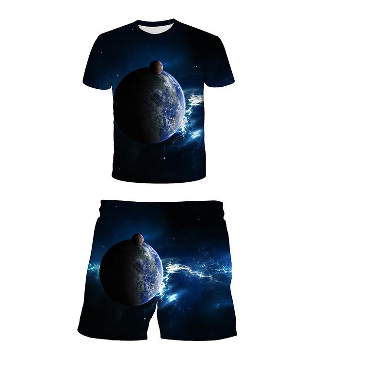 Sommer Neu Weltraum Planet Muster 3D Druck Trainingsanzüge Herren Damen Kurzarm T-Shirt Shorts Sets 2 Stück Sportanzüge Herrenbekleidung