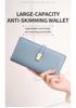 2025 RFID Anti-theft Women's Bifold Wallet with Money Clip, Korean Style, Multiple Card Slots, Long Design