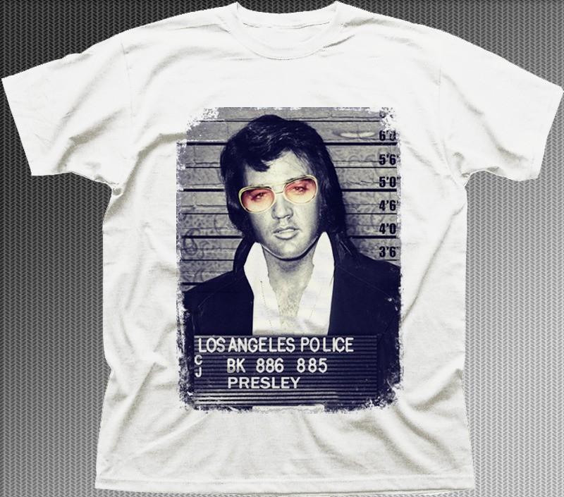 

Elvis Presley King of Rock Jail photo white cotton printed tshirt OZ9352 XL