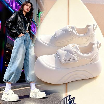 Damenschuhe mit dicker Sohle und Absatz, neu für Frühling und Herbst, mit Weithosen, vielseitige Sportschuhe mit großem Zehenbereich, Brotschuhe