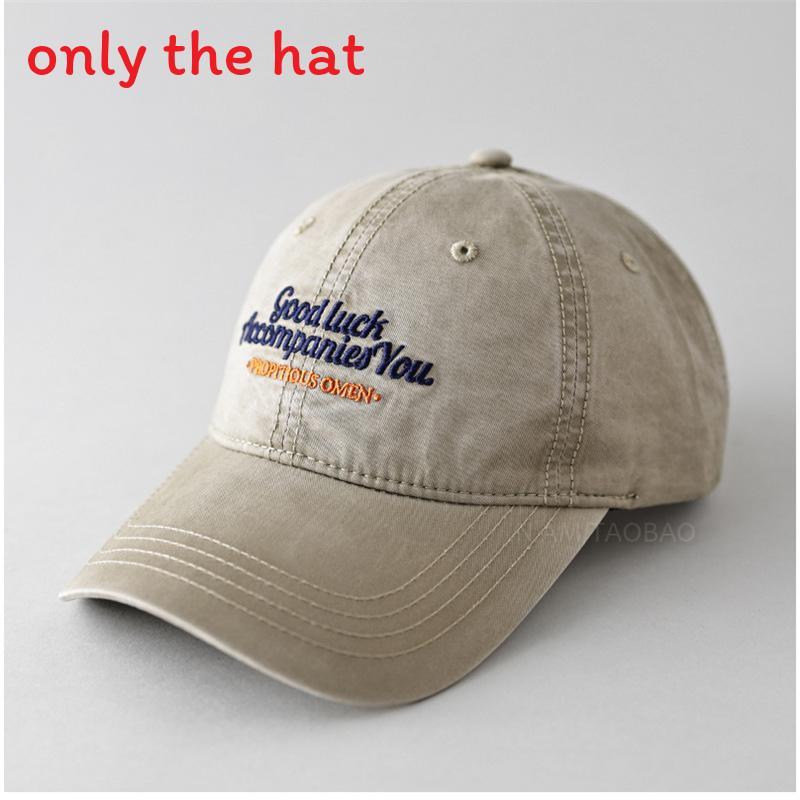 Vintage Wash Embroidered Letter Baseball Cap With Curved Brim For Casual Style хаки