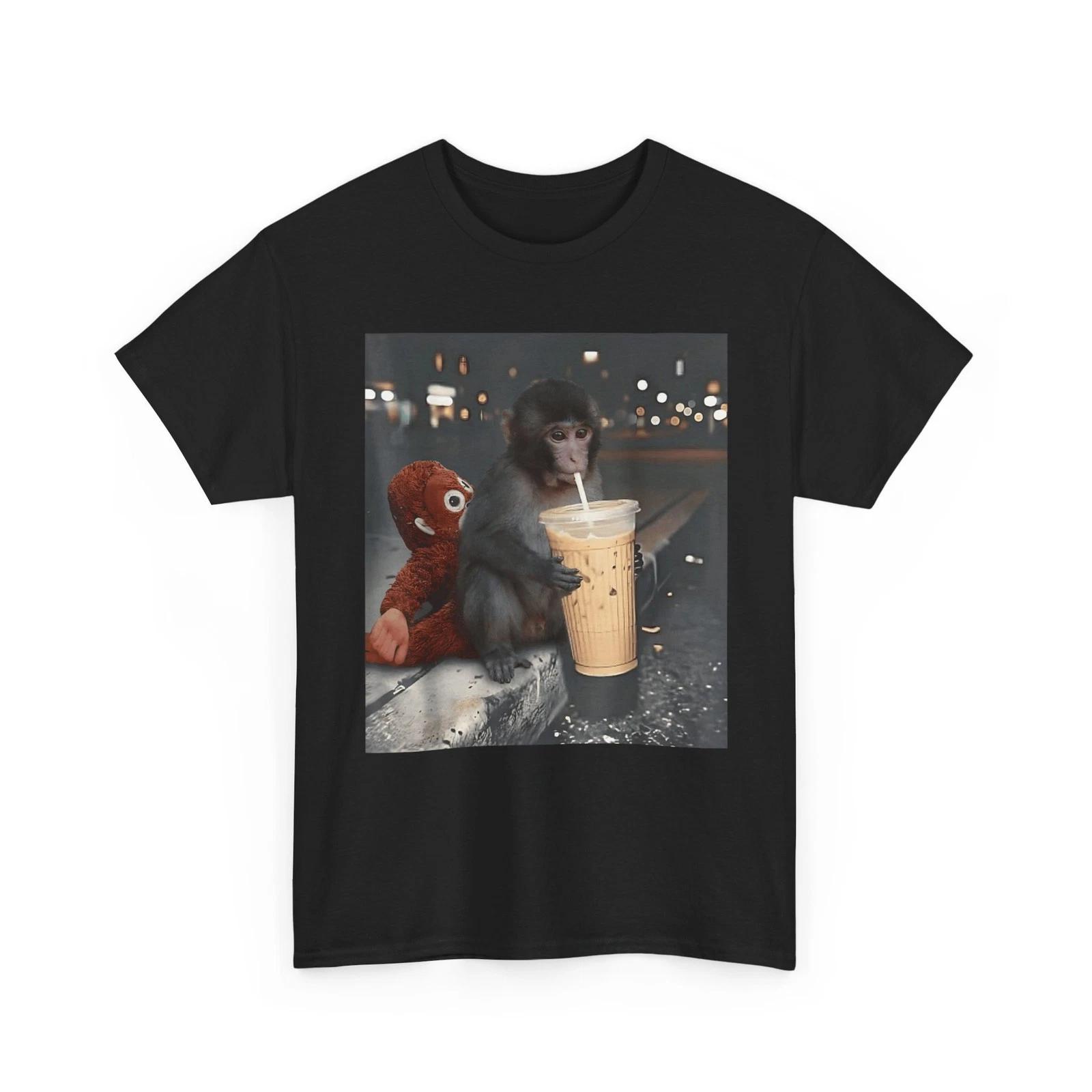Baby Monkey Punch Shirt, Baby Monkey Punch Sipping Iced Coffee Shirt XL