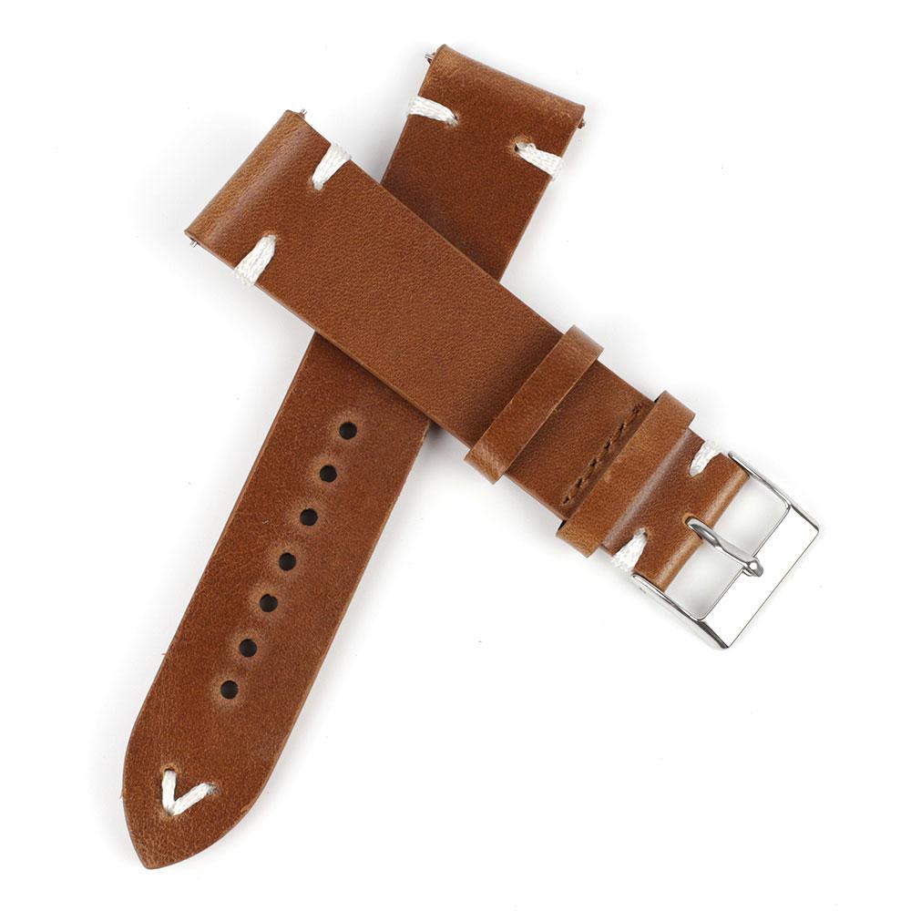 Retro Oil Wax Genuine Leather Watchband 18mm 20mm 22mm 24mm Quick Release Calfskin Watch Strap for Men Wristband Watch Accessory