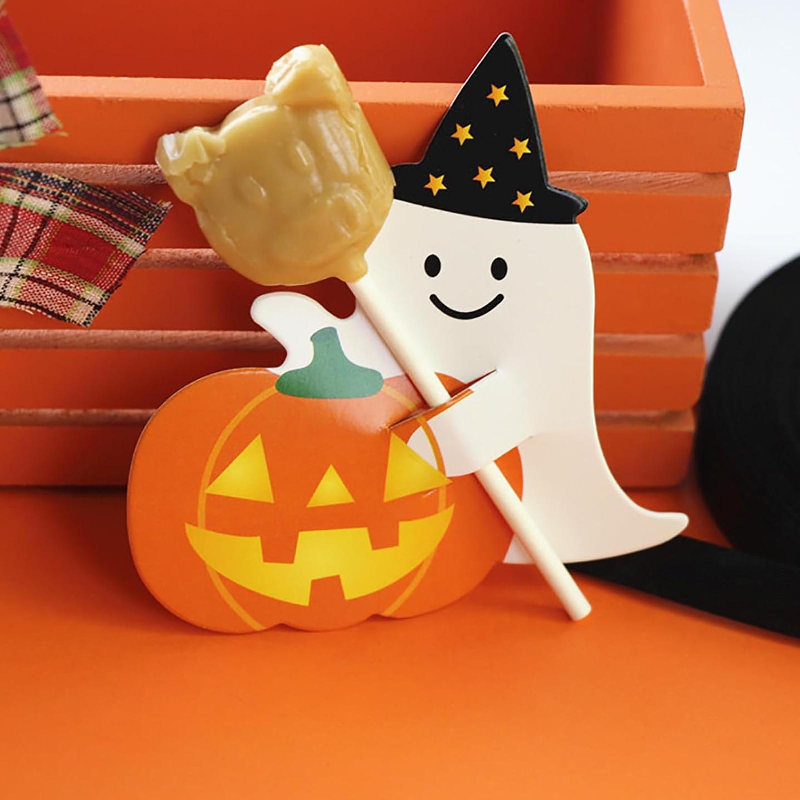 

Halloween Lollipop Holder Pumpkin Ghost Halloween Candy Package Card 50 Pieces Package Wrappers For Wedding Bake Birthday Girls CN