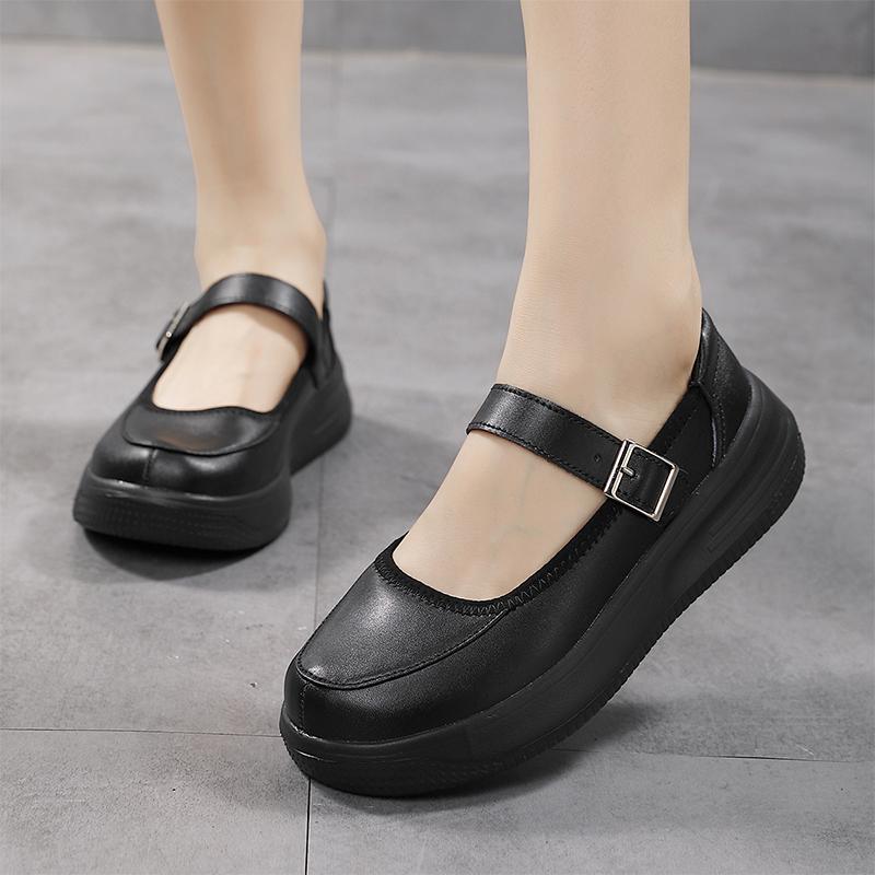 Fashion Women's Mary Jane Shoes 2024 Autumn Shallow Thick Sole Casual Shoes for Women Sneakers Outdoor Buckle Big Size 42 Women's Shoes