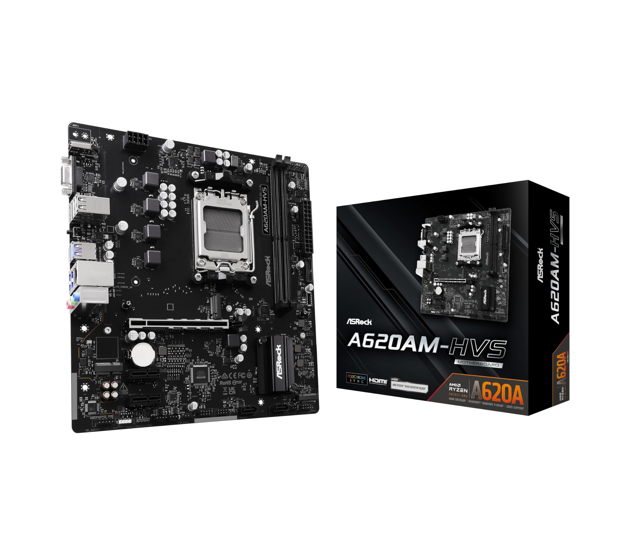 

ASRock Motherboard AMD Ryzen Series CPU Compatible A620A Micro ATX Motherboard Japanese Retailer A620AM-HVS 9000/8000/7000 (Socket AM5) [Official