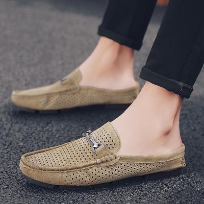 Men's Hollow Slippers Outdoor Shoes with Anti-Skid Rubber Sole Summer