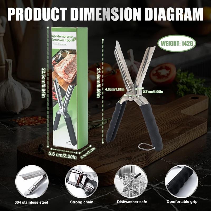 Multifunctional Stainless Steel Rib Film Removal Pliers Peeling Pliers Rib Handling Tools Barbecue Essential Kitchen Tools