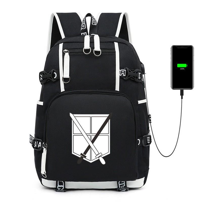 Attack On Titan Backpack Students Travelers 20-35L Oxford Fabric Dual Shoulder Bag With Laptop Compartment