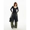Women's School Style Knit T-Shirt: Peach Heart Design, Fake Two-Piece, Autumn/Winter Fashion