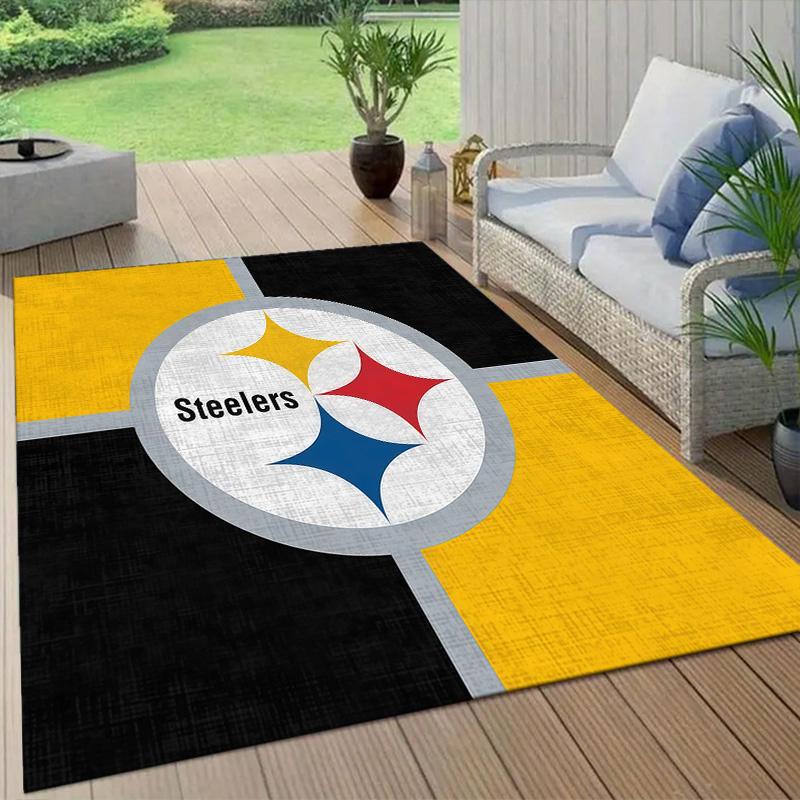 Pittsburgh Steelers3 Flannel Pattern Square Carpet,Area Rug,Carpet Rug for Living Room Bedroom Sofa Playroom Decor,Non-slip Floor Mat