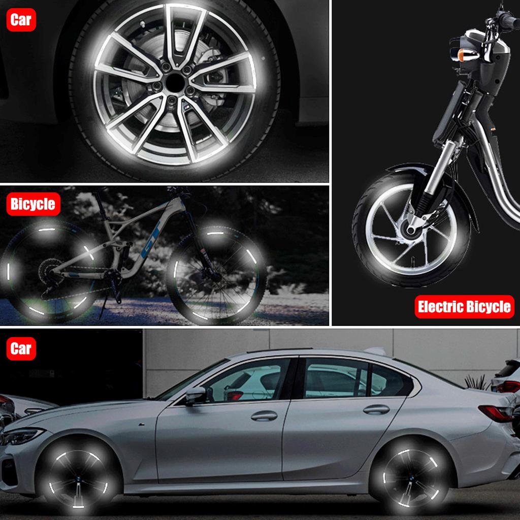 Car Reflective Sticker Safety Luminous Stripe Tire Rim Sticker Wheel Hub Exterior Decoration for Vehicle Motorcycles Bicycles