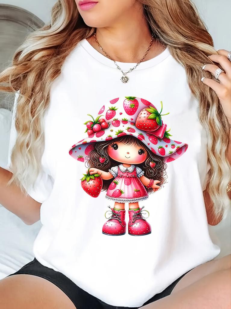 Cute Strawberry Girl Graphic T-shirt