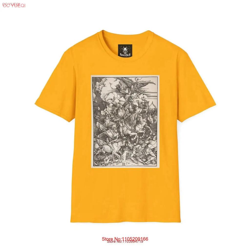 Apocalyptic T Shirt Four Horsemen of the Apocalypse Albrecht Durer Inspired Book Revelations Top End Days vintage Washed Soft