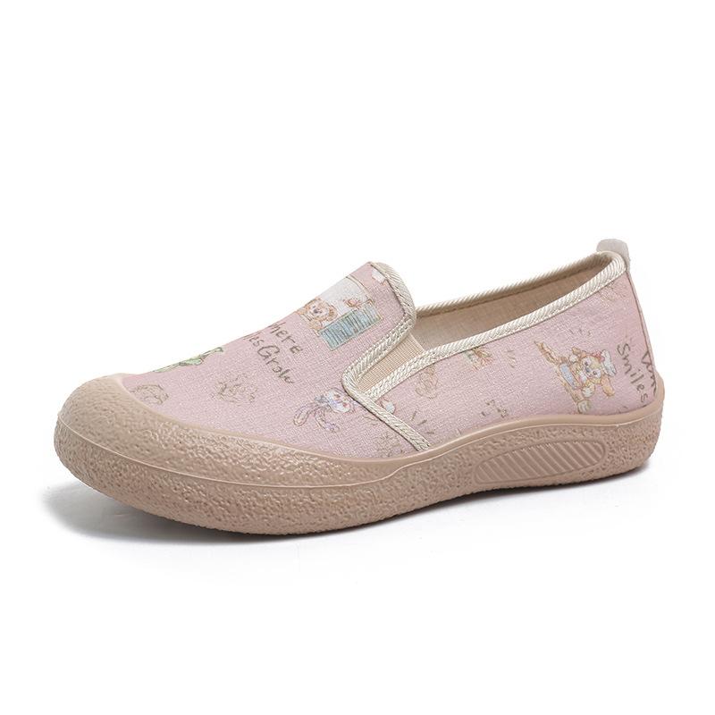 

2025 Новые Нескользящие Удобные Тканевые Туфли Женские Одинарные Туфли На Плоской Подошве Износостойкие Повседневные Туфли Слипоны Ленивые Туфли Женские 40 розовый
