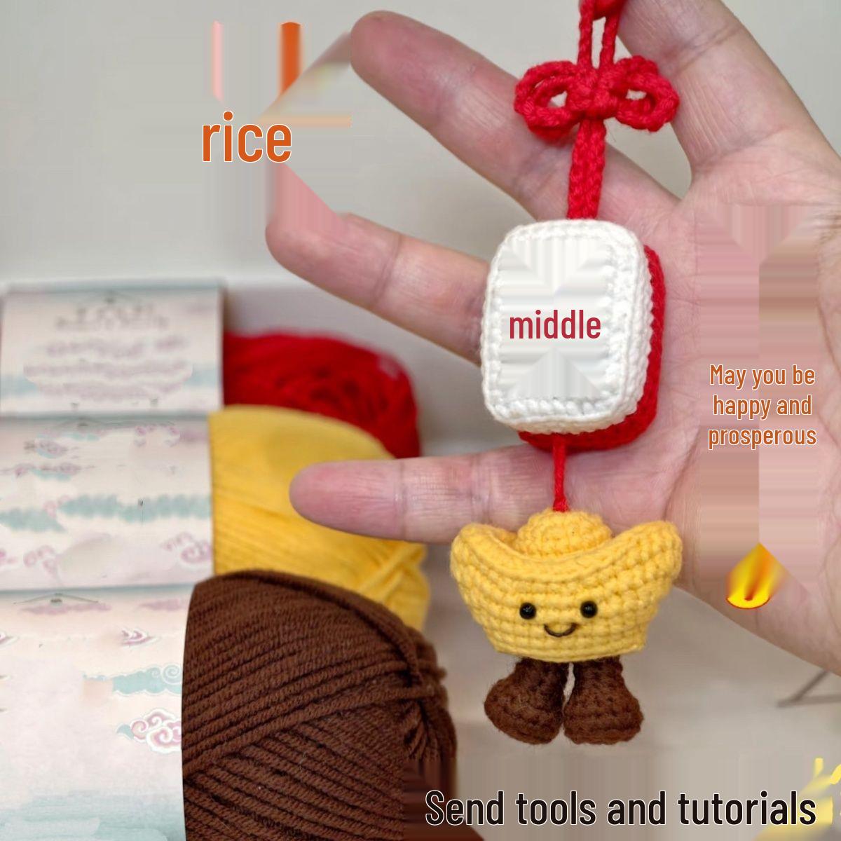 

Handmade Cute Wealthy Mahjong Crochet Keychain Yarn Kit Gift