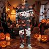 Men's Halloween Pajama Set Long Sleeve Long Pants with Crotch Buttons and Elastic Drawstring Waist