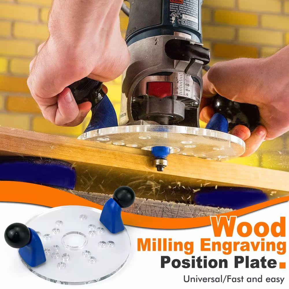 Double Handles Woodworking carving positioning disc Transparent Base Easy Installation Electric wood milling base